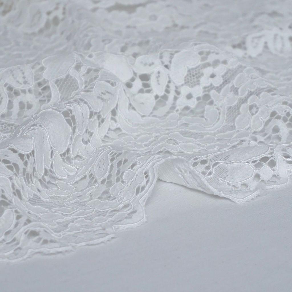 Preview: Spitze mit Baumwolle und Bogenkante ecru